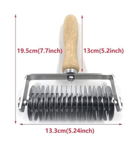 Stainless Steel Dough Lattice Roller Cutter with Wood Handle,Cookie Pie Dessert Pizza Bread Pastry Cr - Image 2